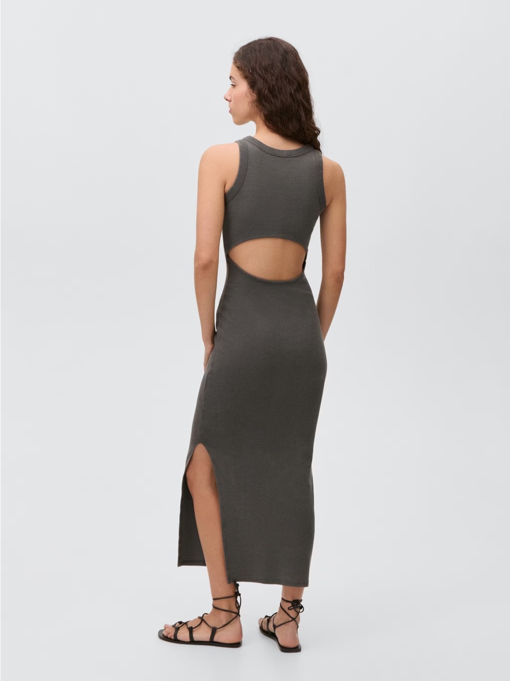Mango long slit back dress